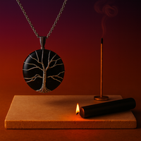 Protección nocturna – collar de ónix negro, 15 g de Palo Santo e incienso, 12 velas negras - para estar protegido y en calma