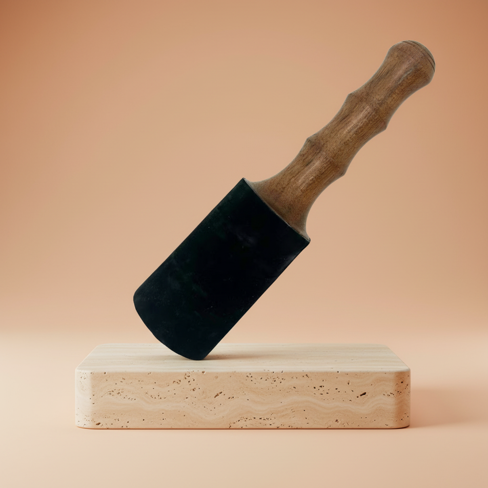 Palo de Madera para Cuenco Tibetano, 18x4 cm, asa doble curvada, útil al frotar y activar resonancia - favorece la meditación