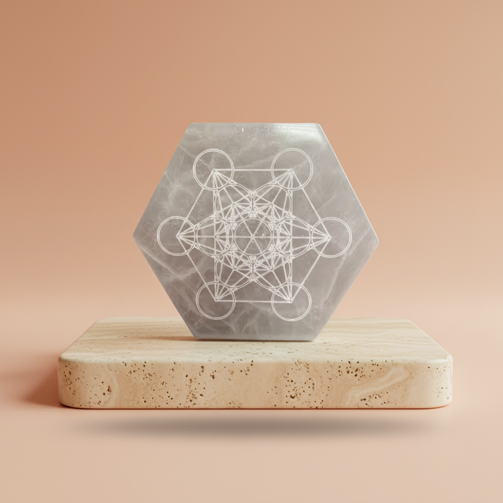 placa_hexagonal 18 cm con diseño hexagonal y gráfico central simbólico que guía dirección y claridad - Dirección interior