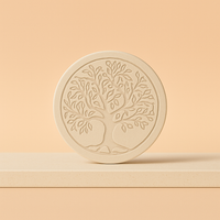 Placa de selenita circular grabada con Árbol de la Vida, 8 cm, translúcida y natural - purifica y recarga cristales
