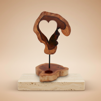 Portavelas-corazón de madera natural, veta y hueco para vela de té; diseño rústico que brinda calidez - promueve serenidad