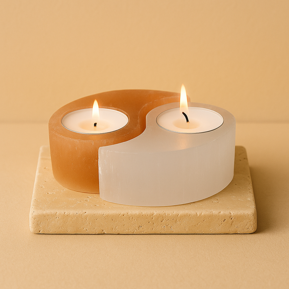 Candelabro Yin Yang de Selenita – Equilibrio y Purificación