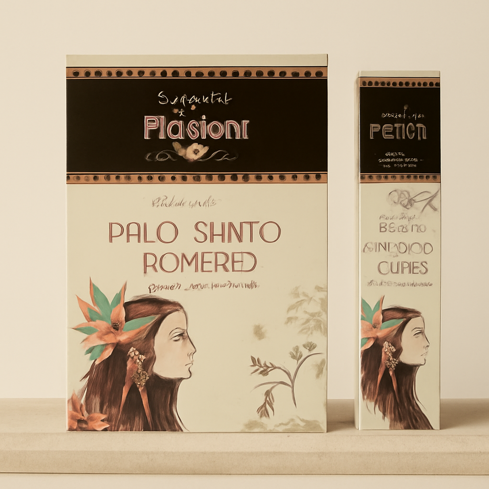 Palo Santo Dorado y Romero, incienso en varillas de 15 g, 12 unidades, aroma amaderado y herbal, color dorado - protección