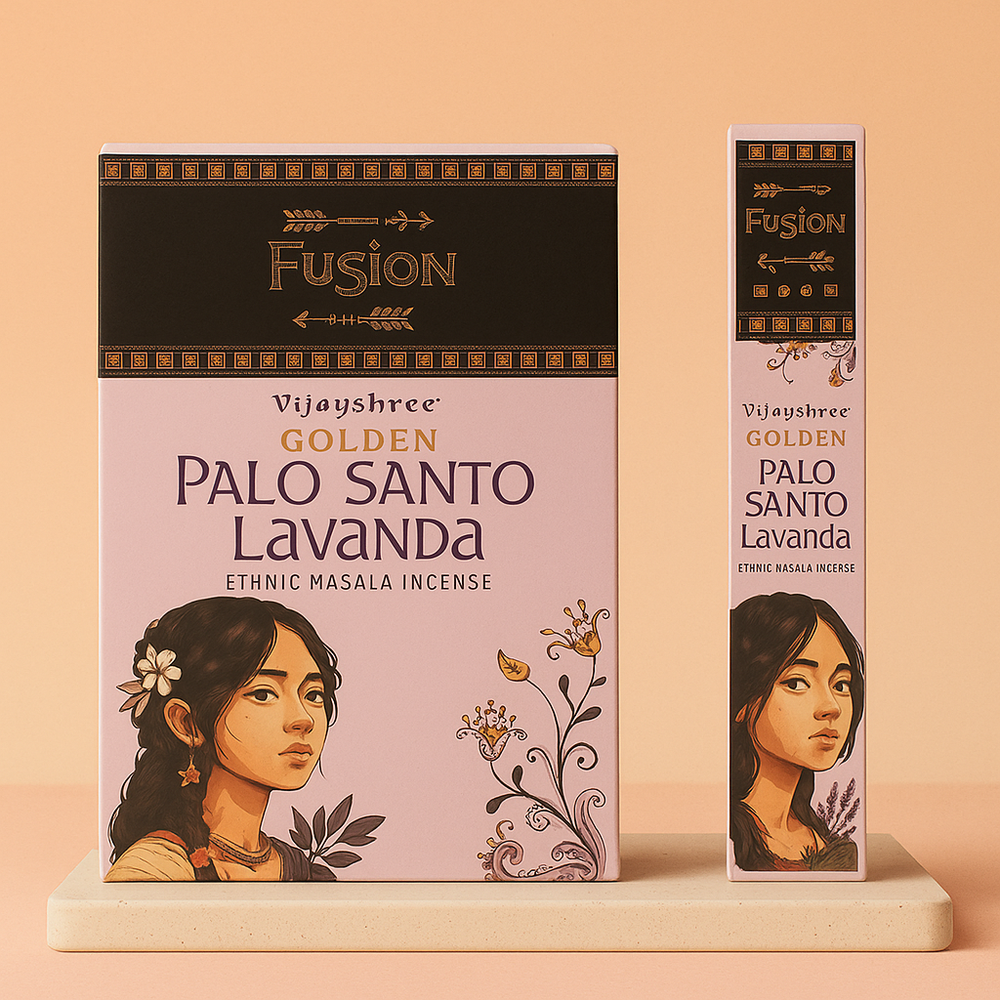 Incienso en varillas Palo Santo Dorado y Lavanda, 15 g, aroma amaderado floral; 12 piezas - calma y bienestar