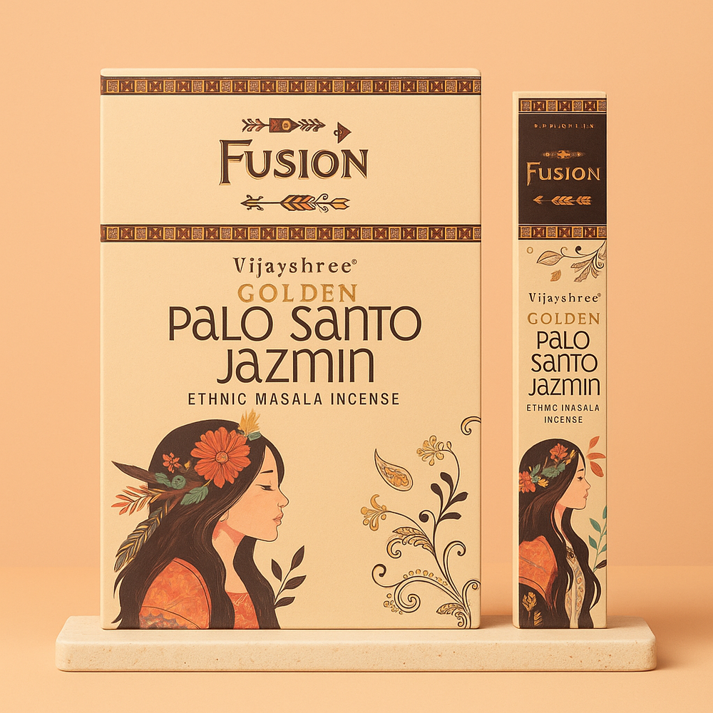 Incienso en varillas, 15 g, Palo Santo Dorado y Jazmín, 12 varillas, aroma amaderado y floral - armonía y bienestar emocional