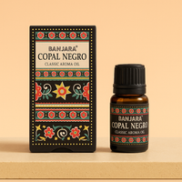 Aceite Esencial de Copal Negro: botella de vidrio ámbar de 10 ml, aroma intenso - purifica energías y favorece la relajación.