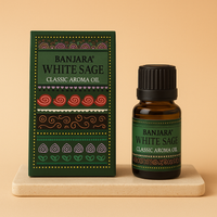 Aceite Esencial de Salvia Blanca: frasco vidrio ámbar 10 ml, aroma fresco y herbáceo, 100% natural - purificación energética