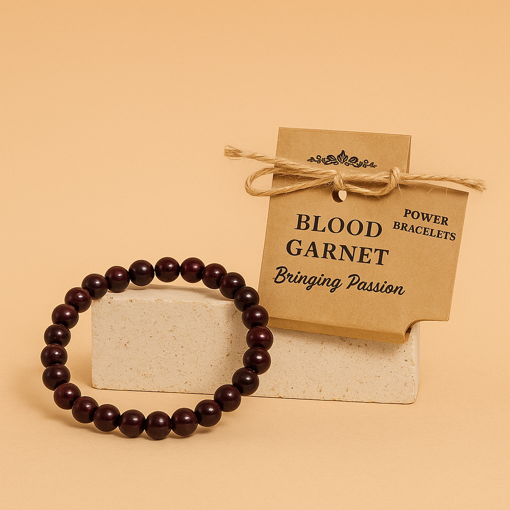 Pulsera de Granate Sangre: cuentas naturales, elástica y ajustable, color rojo intenso - Energía, equilibrio y motivación