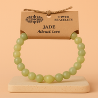 Pulsera de Jade Verde: cuentas naturales redondas y pequeñas, elástica y con acabado pulido - armonía y prosperidad