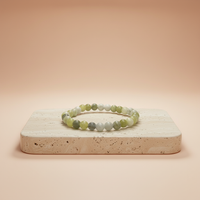 jade_oliva pulsera elástica con cuentas de jade oliva natural, verde oliva con vetas, para curación y abundancia - equilibrio