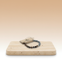 Pulsera de Ojo de Tigre tallada con cuentas magnéticas, elástica, en tonos marrón-dorado - protege y fortalece tu poder