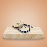 Pulsera Hematita Shamballa cubos planos: cuentas grises, macramé, nudo corredizo, unisex y talla única - protege y equilibra