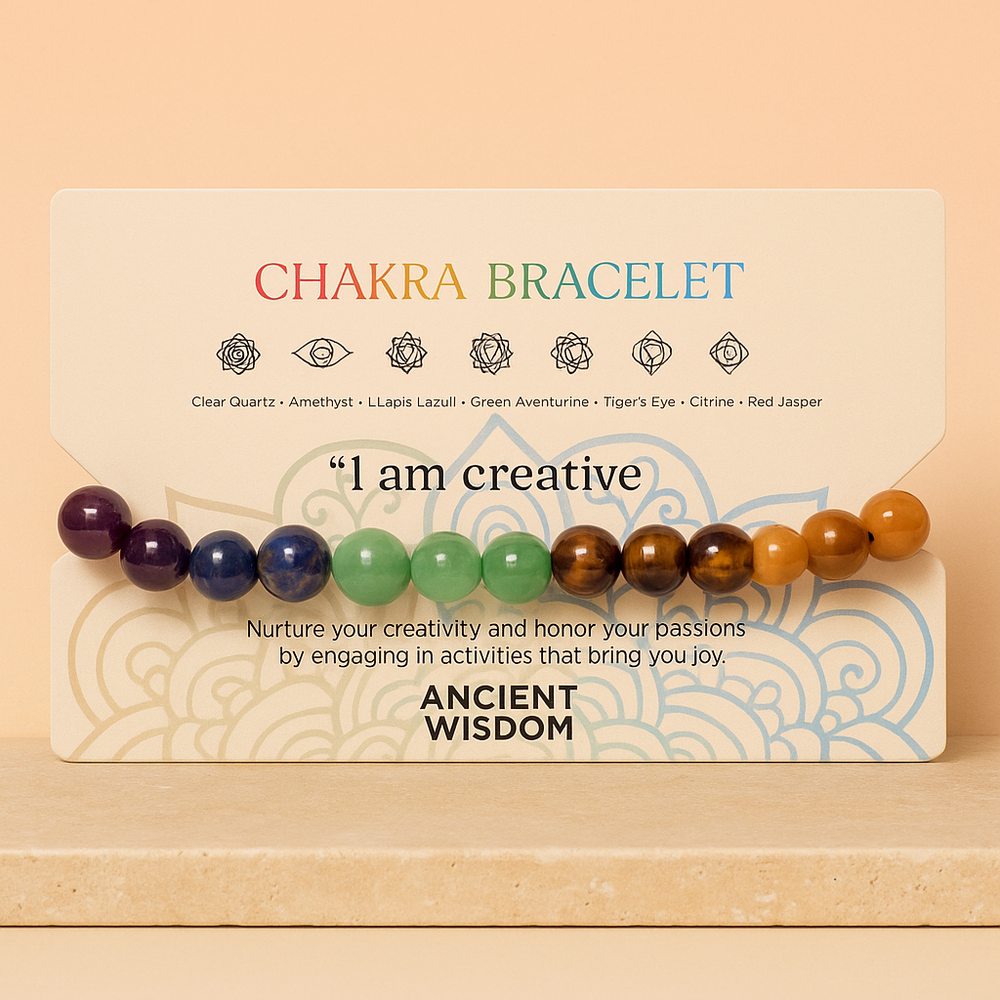 Pulseras de chakras - 21 piedras naturales en elástico, colores que simbolizan 7 centros y se repiten tres veces - bienestar