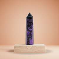 Puntas de Obsidiana Negra Morada, cristal en punta, 9 cm, tono morado; protege y eleva la intuición - Protección espiritual