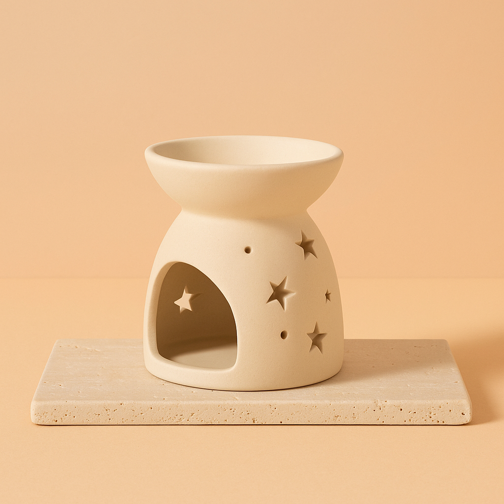 Quemador de Aceite Blanco con diseño de ángel, cerámica y cuenco amplio para difundir aromas, emite luz cálida - bienestar