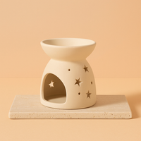 Quemador de Aceite Blanco con diseño de ángel, cerámica y cuenco amplio para difundir aromas, emite luz cálida - bienestar