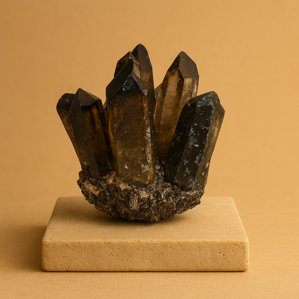 Racimo Artesanal de Cuarzo Fantasma Ahumado (aprox 250-300gm 8cm)