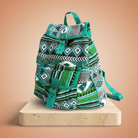 Mochila Teal de tejido Jacquard, bolso casual en color azul verdoso y textura entrelazada - armonía energética