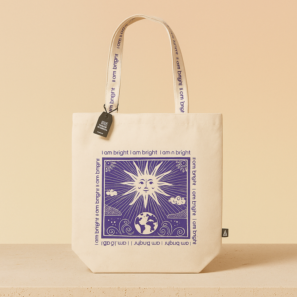 Tote Bag Grande de Algodón, bolsa blanca resistente; espaciosa para tarot, compras, uso diario - equilibrio