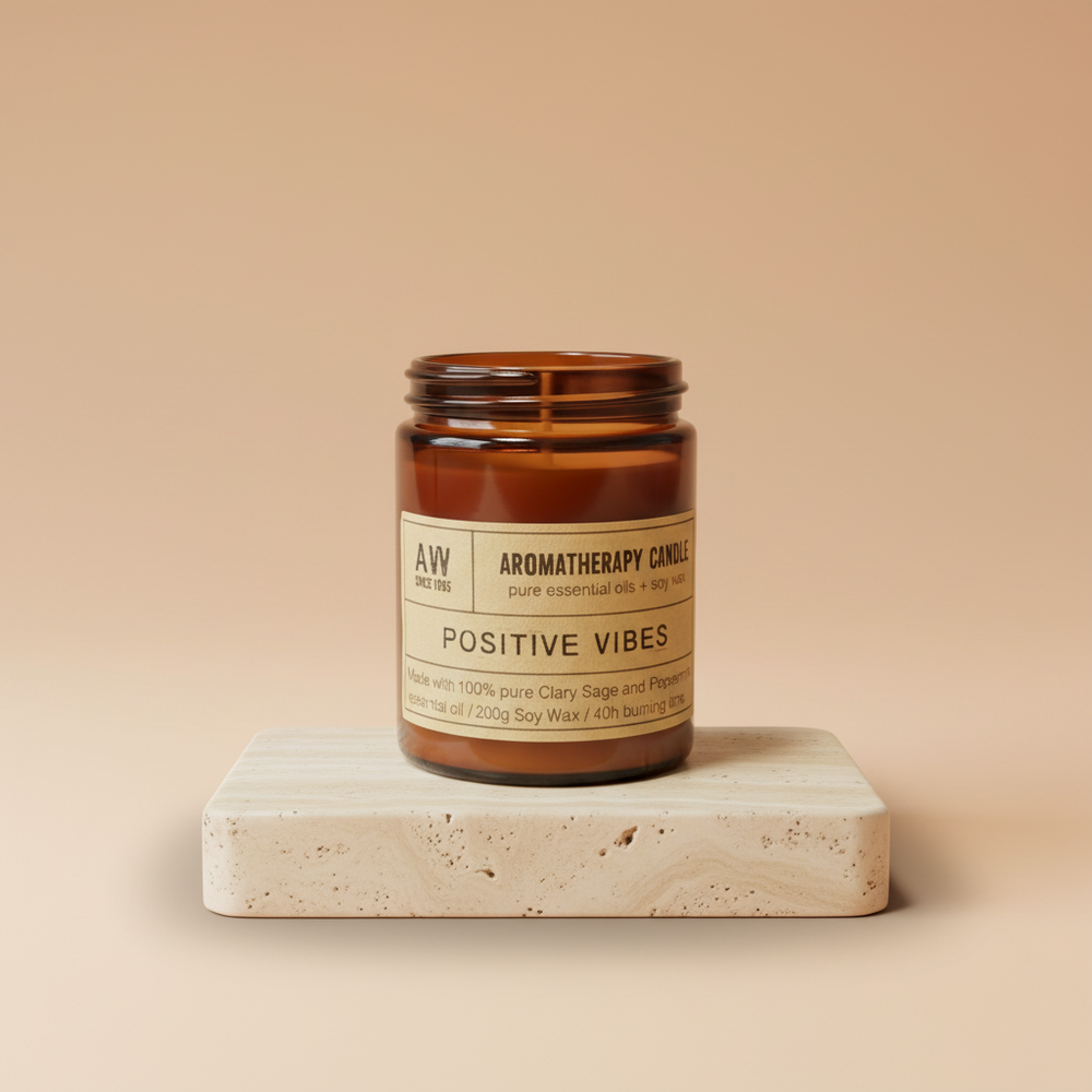 Vela aromaterapia cera de soja 200 g con aceites puros de salvia y menta, 40 h - favorece claridad y bienestar