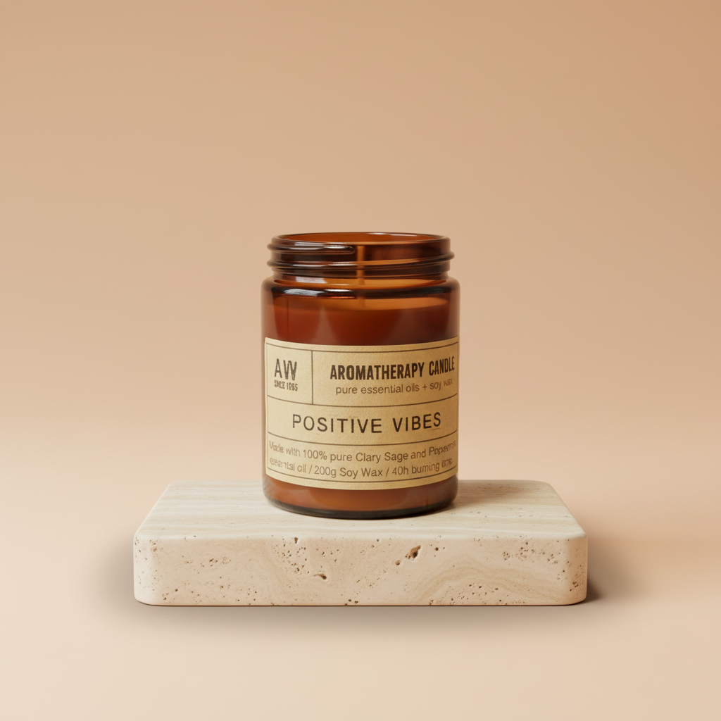 Vela aromaterapia cera de soja 200 g con aceites puros de salvia y menta, 40 h - favorece claridad y bienestar