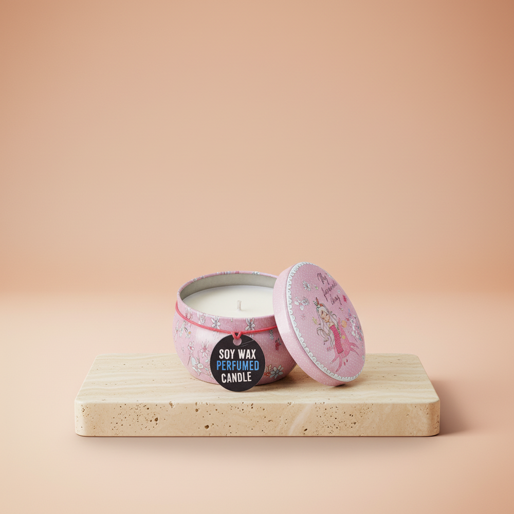 Vela artística de hojalata Parma Violet con mensajes amistosos y estilo zen - favorece armonía energética.