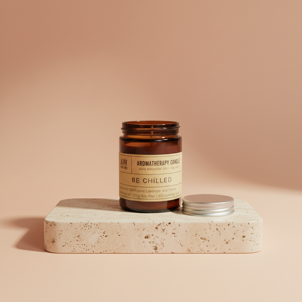 Velas de aromaterapia en cera de soja, 200 g, con aceites esenciales de lavanda e hinojo 100% puros - Relajación