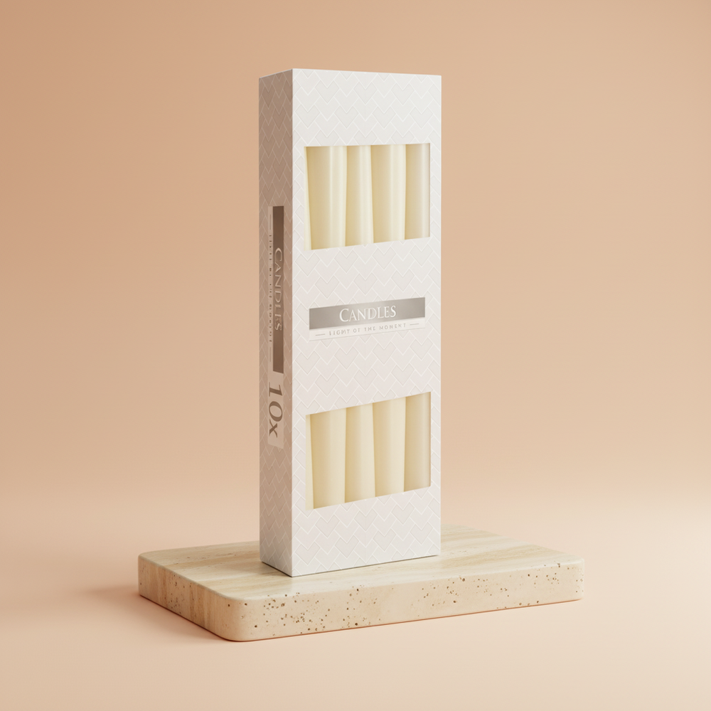 Velas cónicas Marfil para mesa, decoración zen y luz suave - armonía energética y bienestar